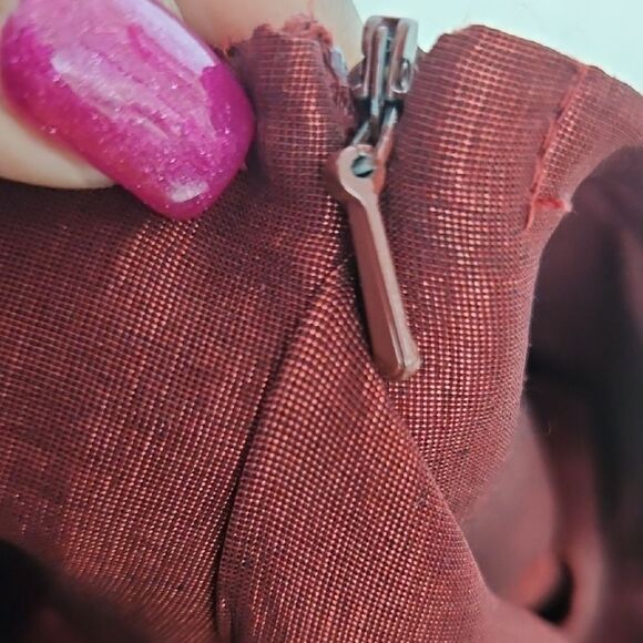 Revamped Burgundy Maxi High Low Skirt with Tie Front - Picture 3 of 16